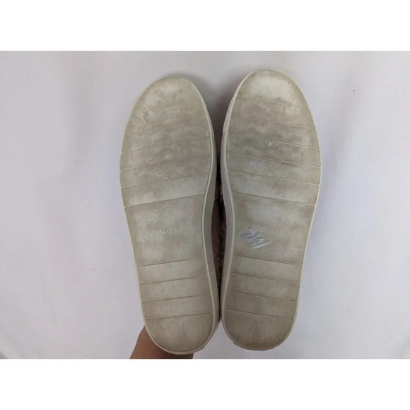 VINCE sz. 8M Shearling Fuzzy Blair Slip On Sneaker Flats Pink Faux Fur Leather - Picture 11 of 12